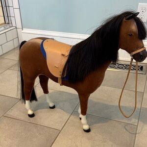 American Girl Doll Brown and Black Toy Horse with Saddle